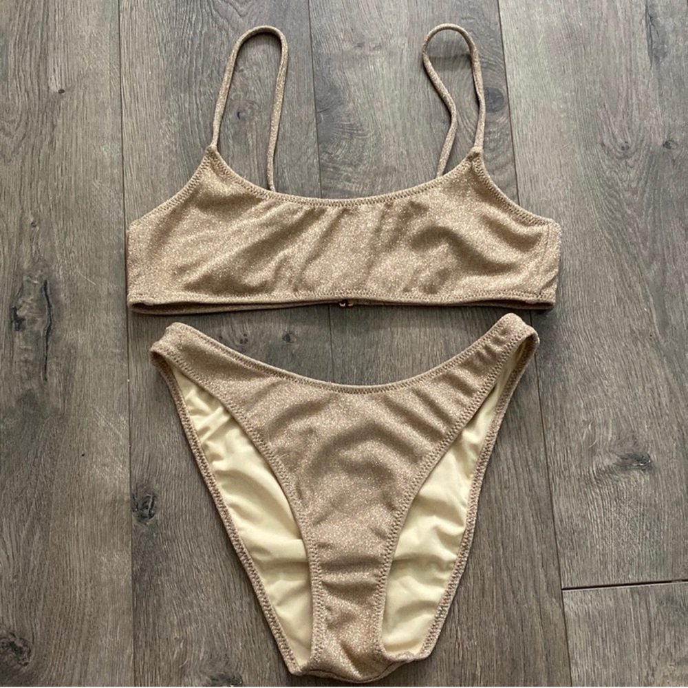 Pacsun Gold Sparkly Bikini